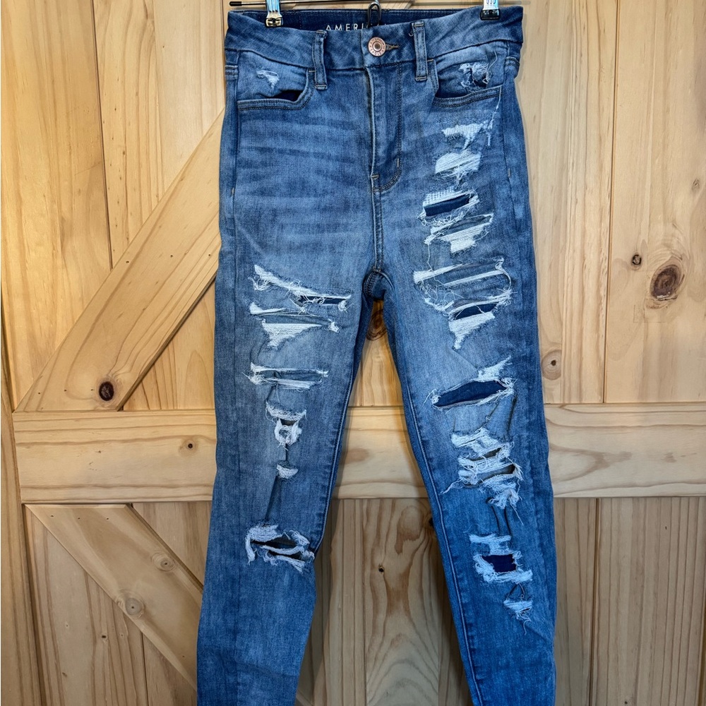 American Eagle Outfitters Ripped Blue Skinny Jeans